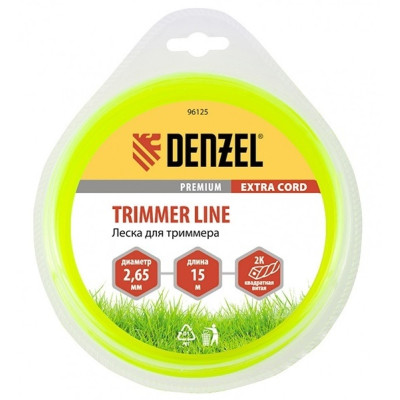 Леска для триммера двухкомпонентная, квадратная 2.65 мм x 15 м Extra cord 96125 DENZEL