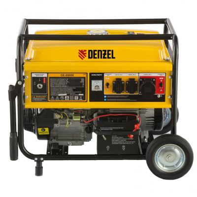 Генератор бензиновый GE 6900E, 25 л, электростартер 94684 DENZEL