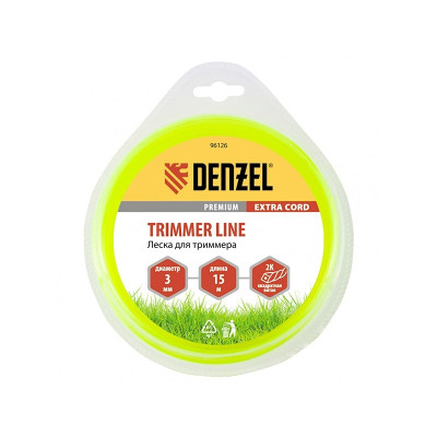 Леска для триммера двухкомпонентная, квадратная 3 мм x 15 м Extra cord 96126 DENZEL