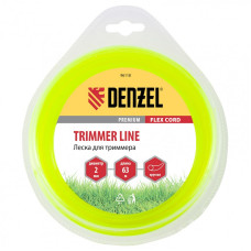 Леска для триммера, круглая 2 мм х 63 м, блистер Flex cord 96118 DENZEL