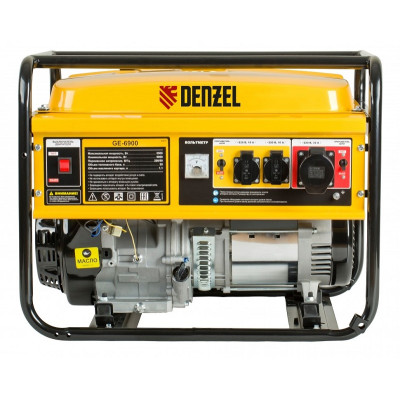 Генератор бензиновый GE 6900, 5,5 кВт, 25 л, ручной старт 94637 DENZEL