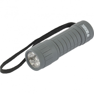 Фонарь светодиодный, серый корпус с мягким покрытием, 9 Led, 3хААА 92612 DENZEL